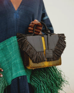 The Toks Raffia Handbag - Yellow and Black