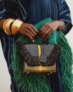 The Toks Raffia Handbag - Yellow and Black