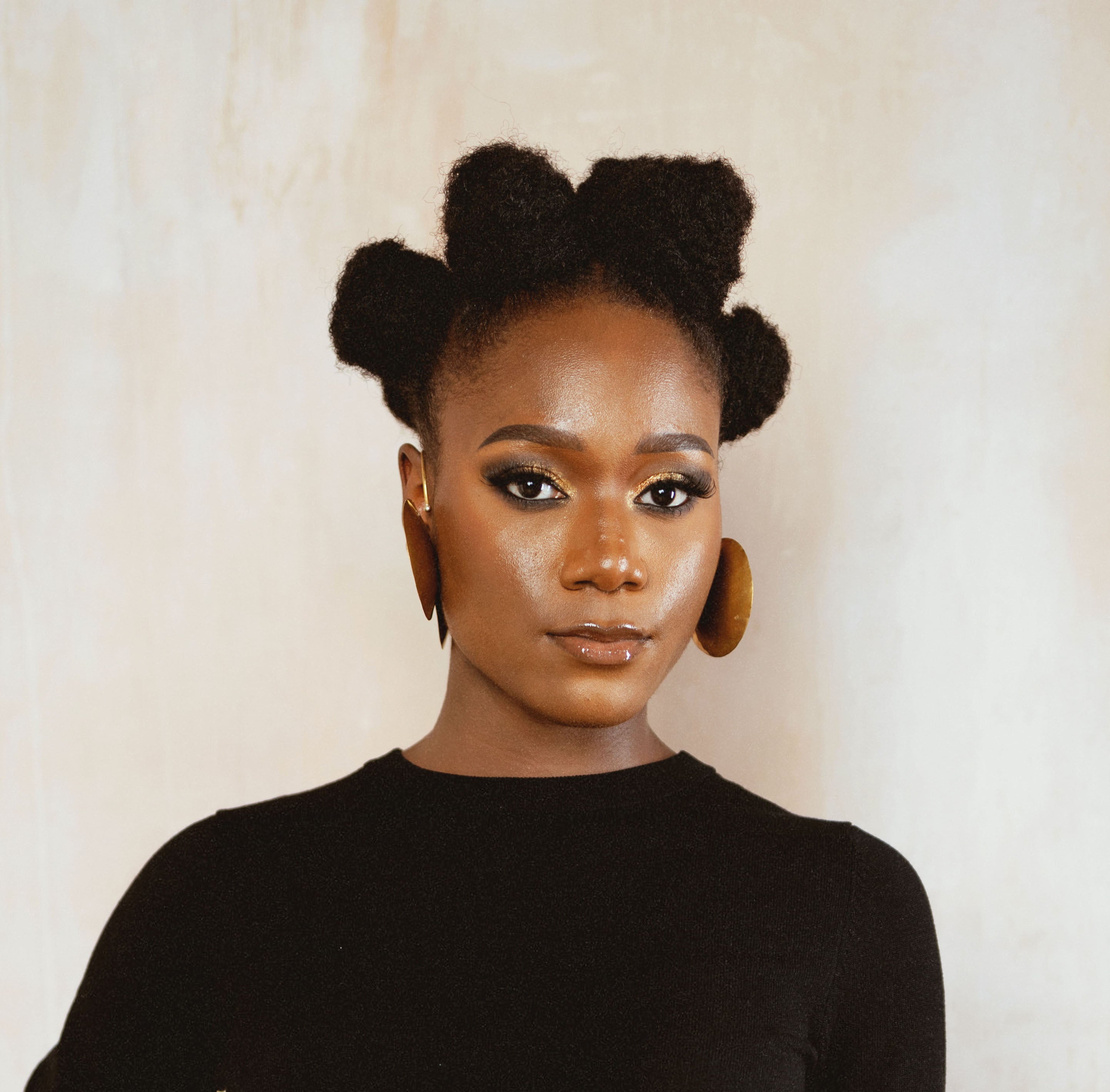 Brass Double Circle Design OvertheEar Earrings