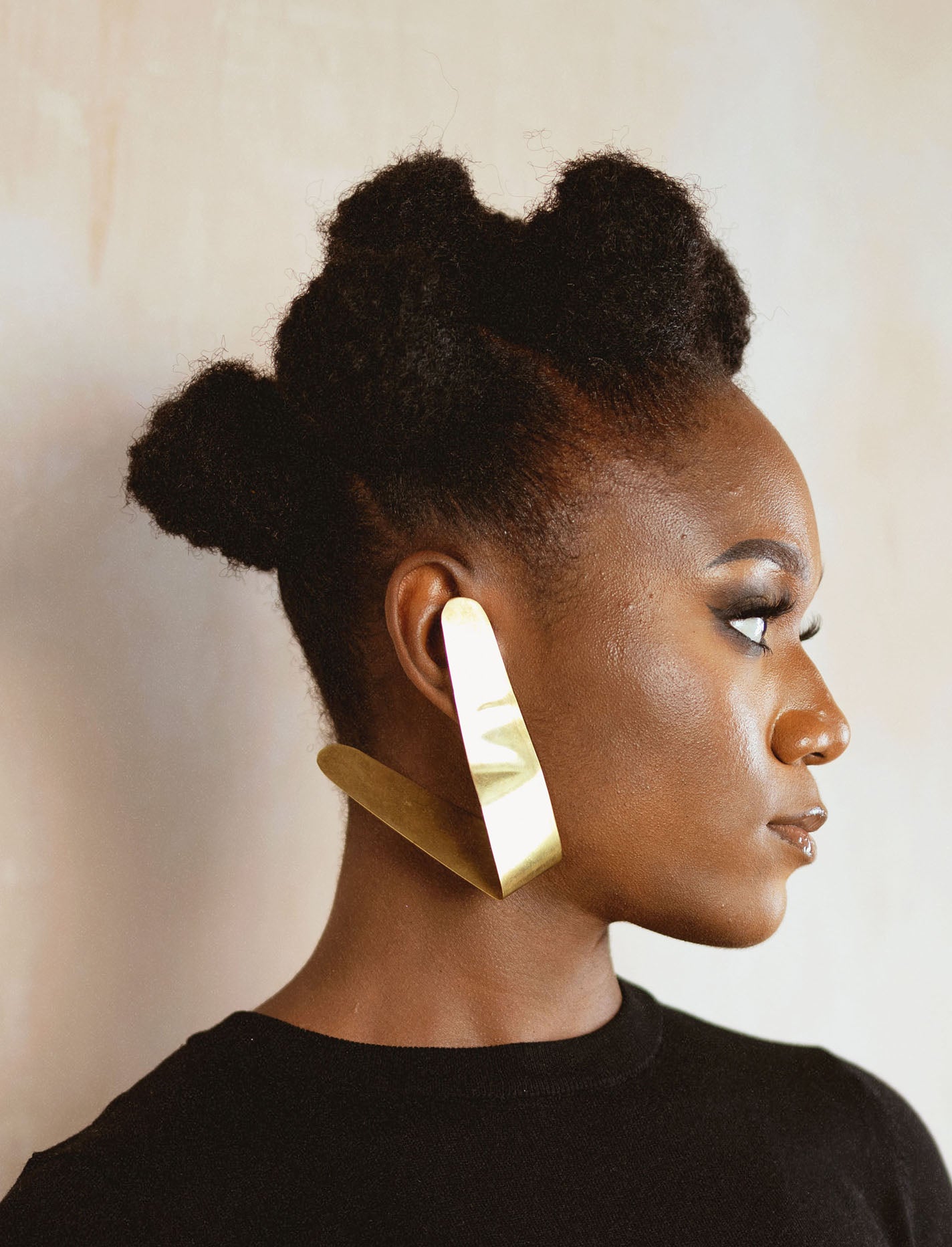 Brass Oversized L Shaped Earrings - SAMPLE