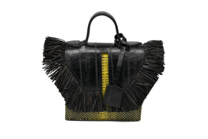 The Toks Raffia Handbag - Yellow and Black