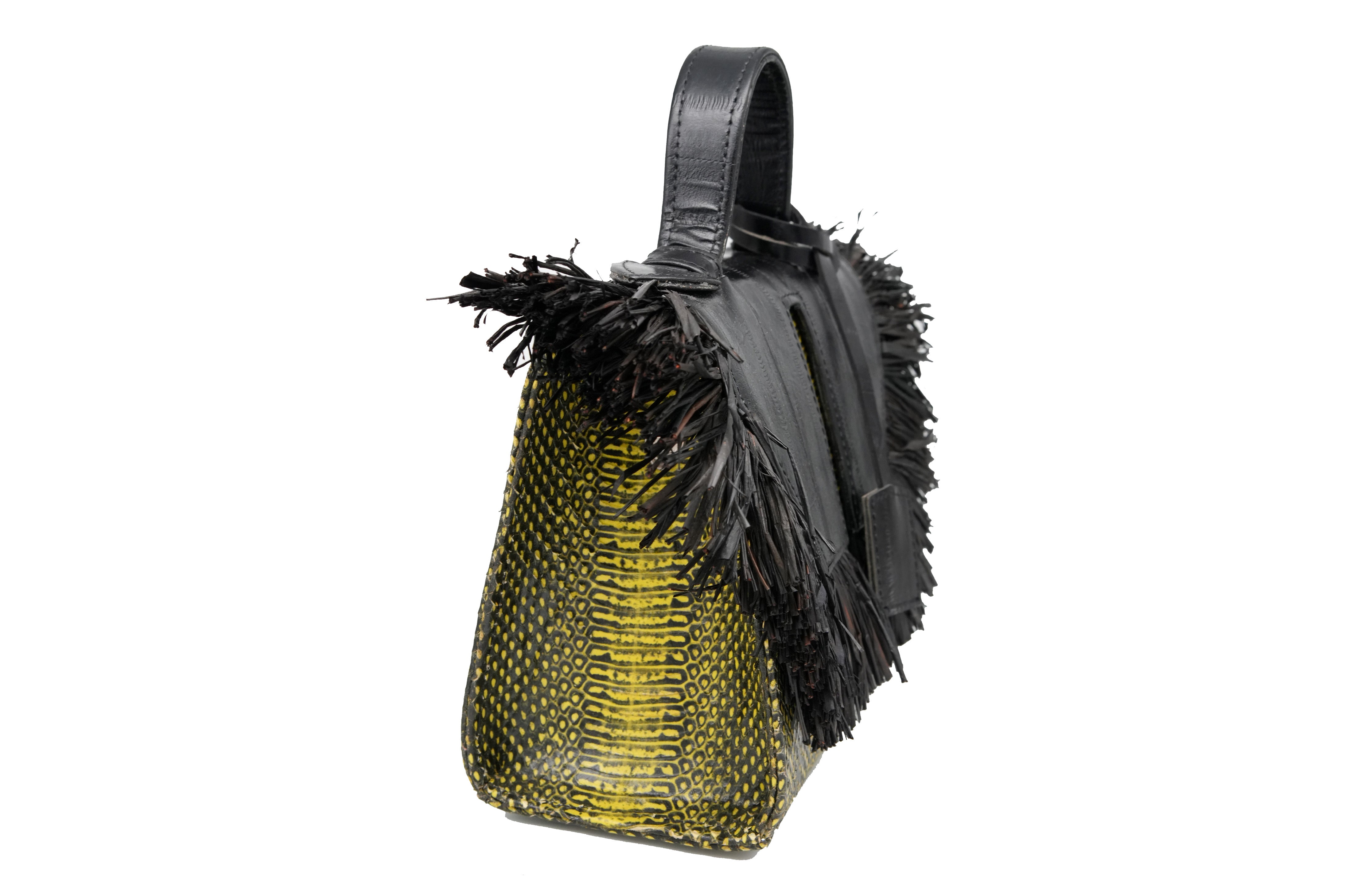 The Toks Raffia Handbag - Yellow and Black