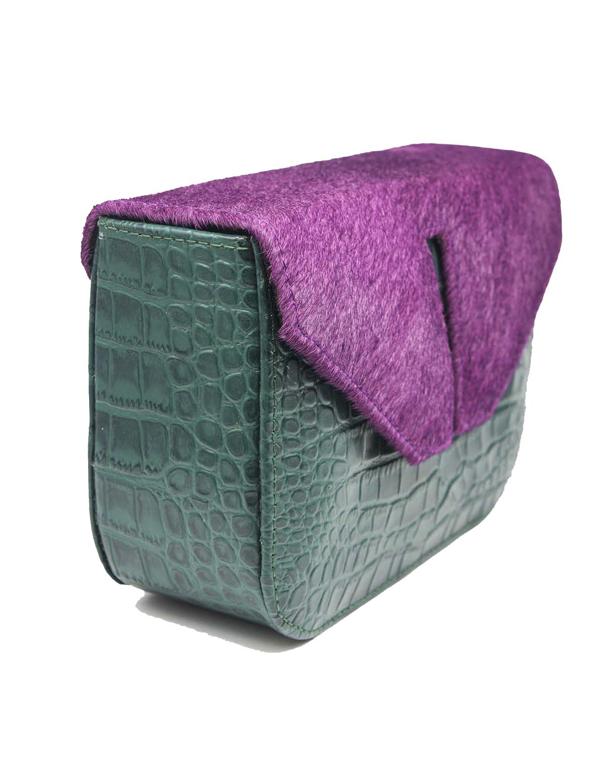 Mini Split Flap Croc Embossed Leather Handbag - SAMPLE
