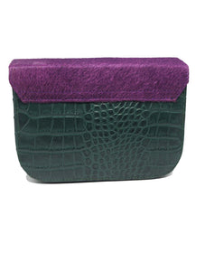 Mini Split Flap Croc Embossed Leather Handbag