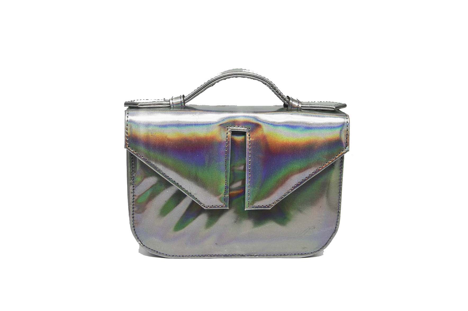 Mini Split Flap Silver Iridescent Handbag - SAMPLE