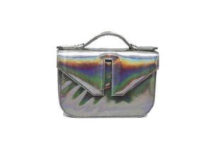 Mini Split Flap Silver Iridescent Handbag - SAMPLE