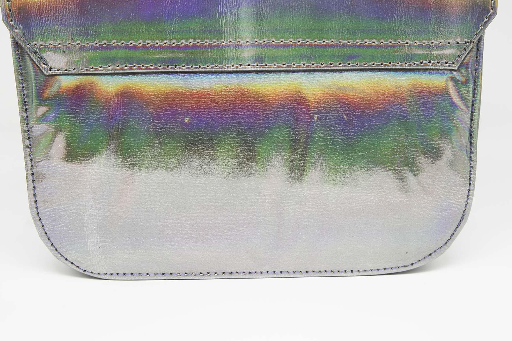 Mini Split Flap Silver Iridescent Handbag - SAMPLE