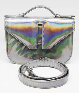 Mini Split Flap Silver Iridescent Handbag - SAMPLE
