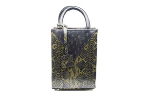 Rectangle Zelda Snakeskin + Ostrich Tote - SAMPLE