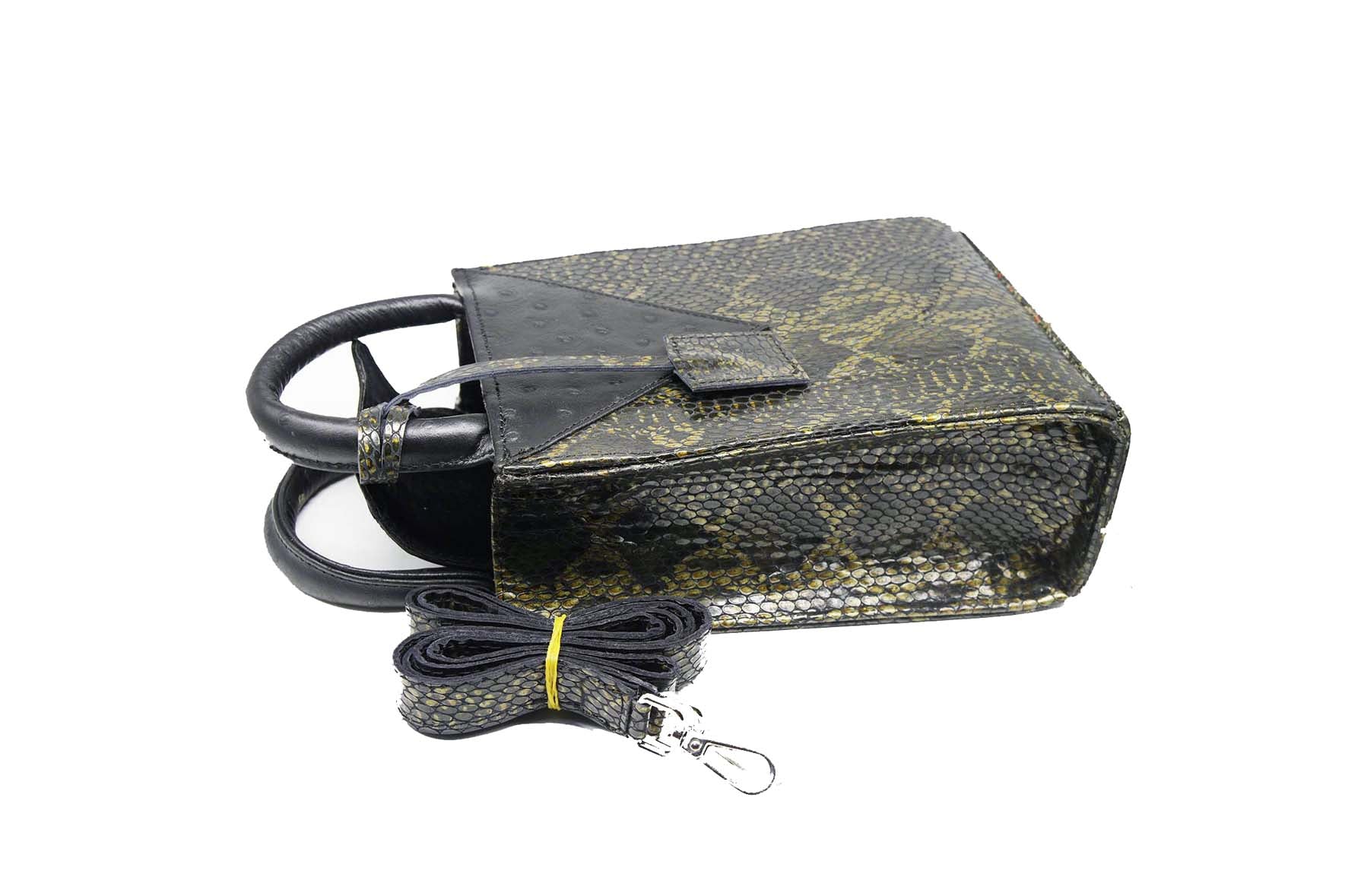 Rectangle Zelda Snakeskin + Ostrich Tote - SAMPLE