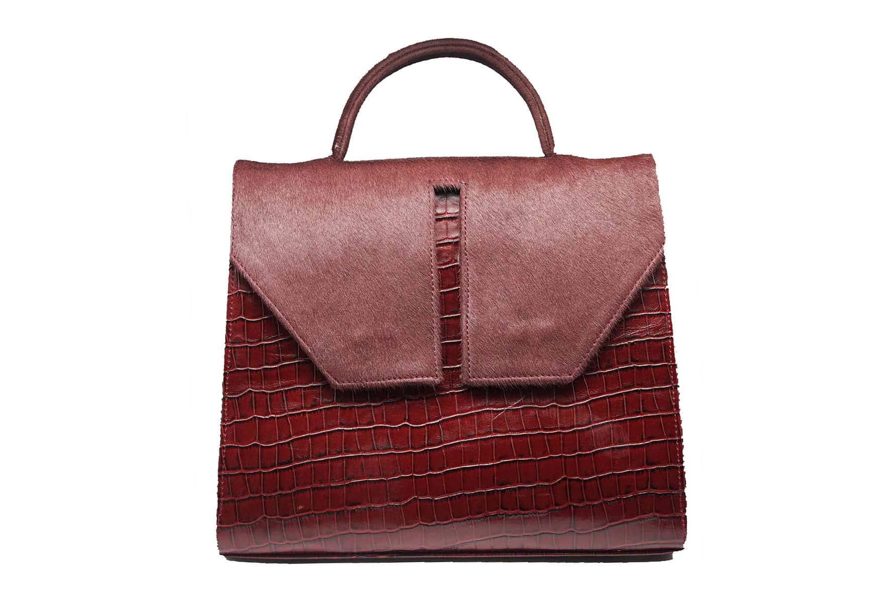 The Large Madame Toks Calf Hair + Croc Print  Leather Handbag - SAMPLE