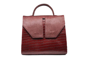 The Large Madame Toks Calf Hair + Croc Print  Leather Handbag - SAMPLE