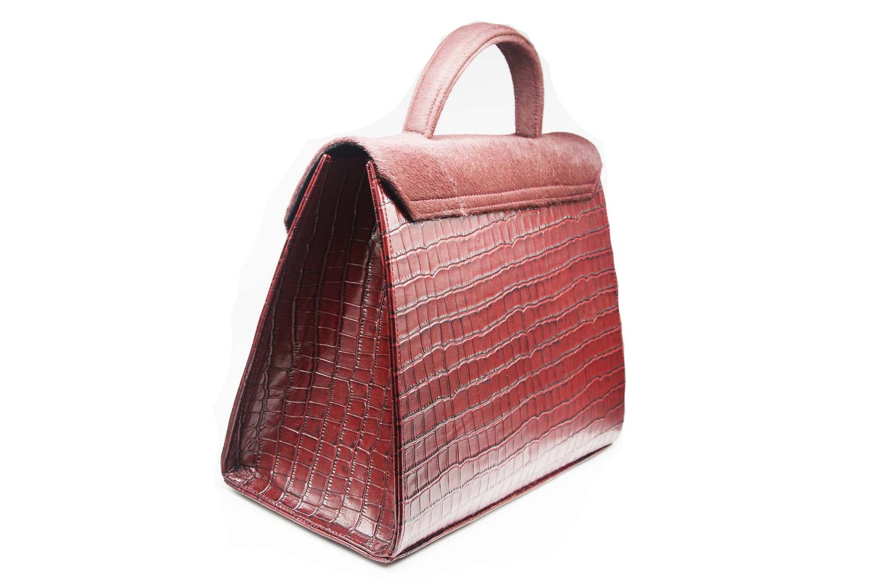 The Large Madame Toks Calf Hair + Croc Print  Leather Handbag - SAMPLE