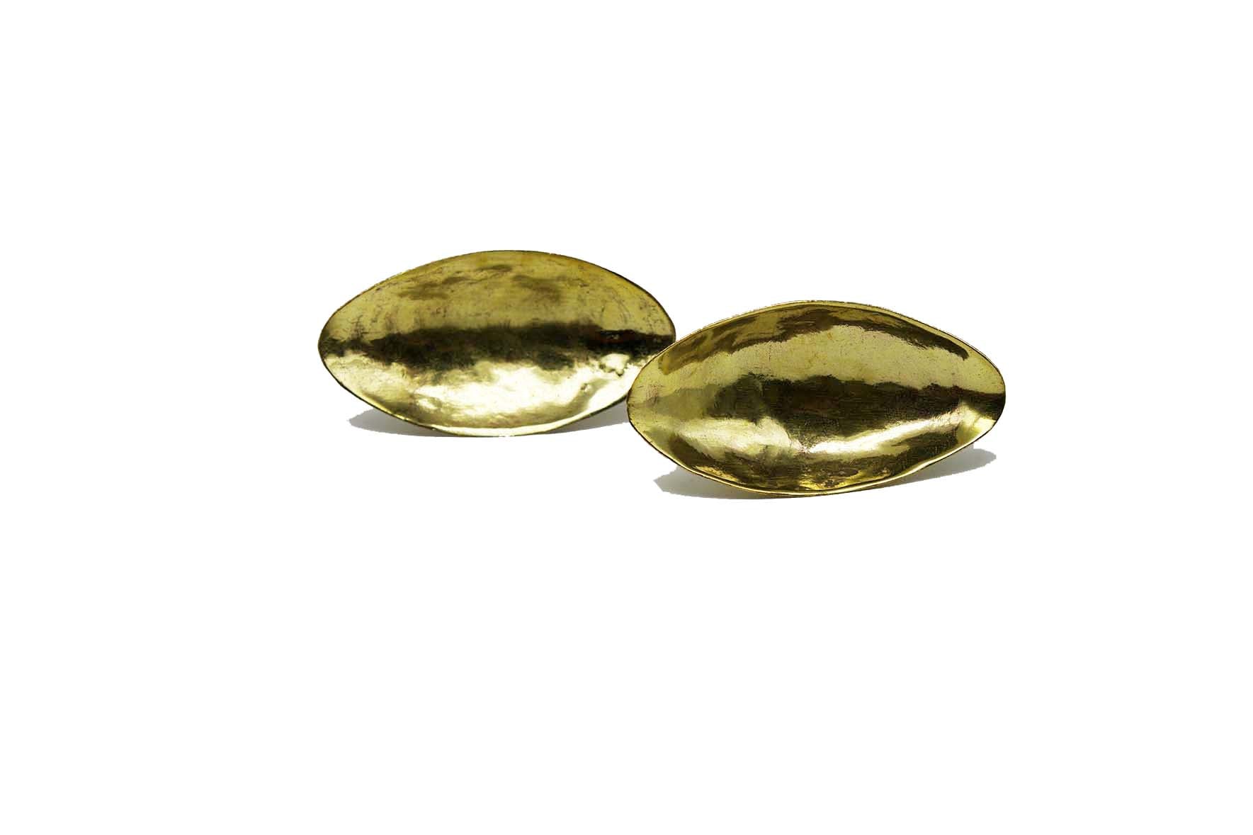 Vertical Brass Dish Oval Ring
