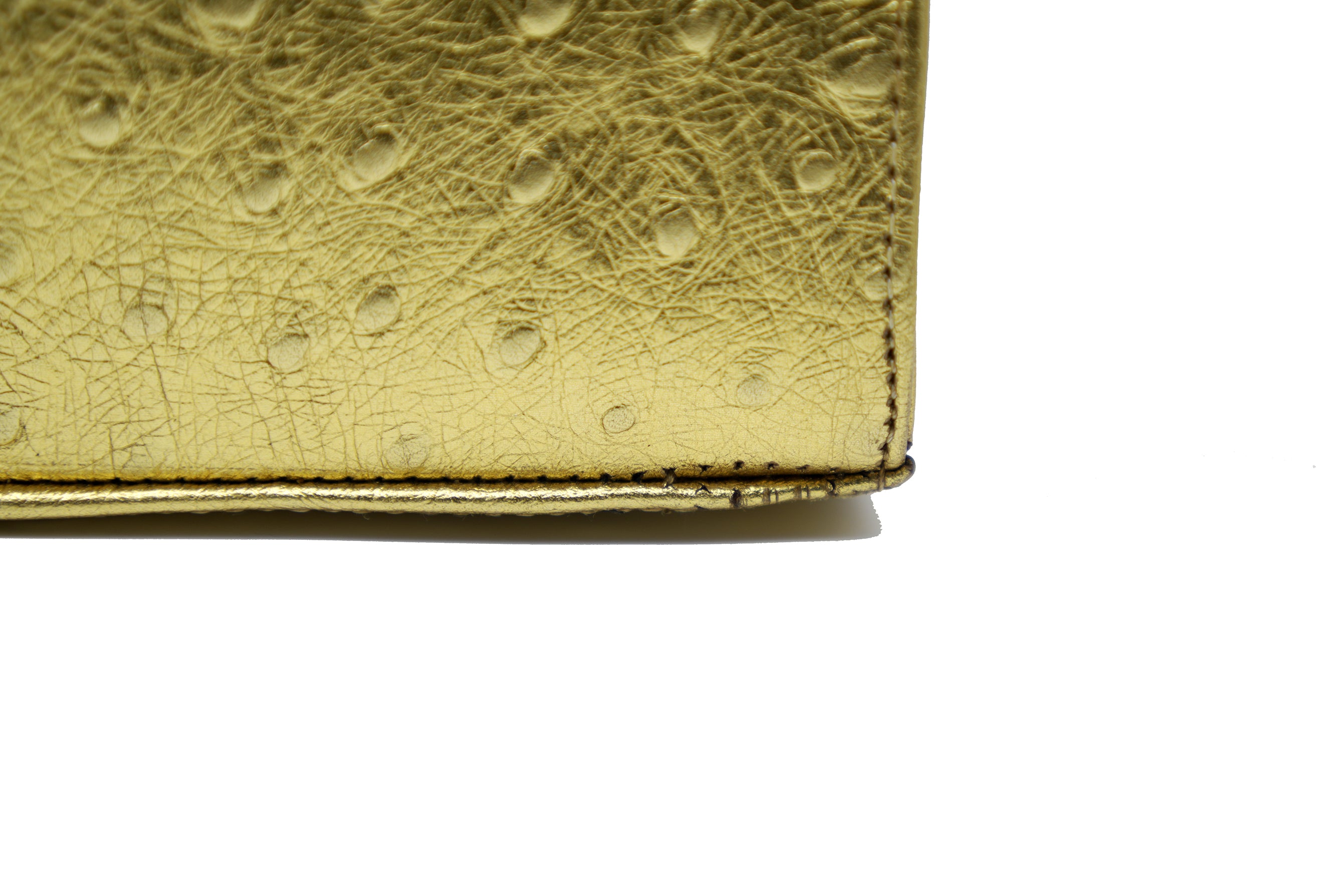 Mini Gold Ostrich Embossed Leather Zelda Tote - SAMPLE