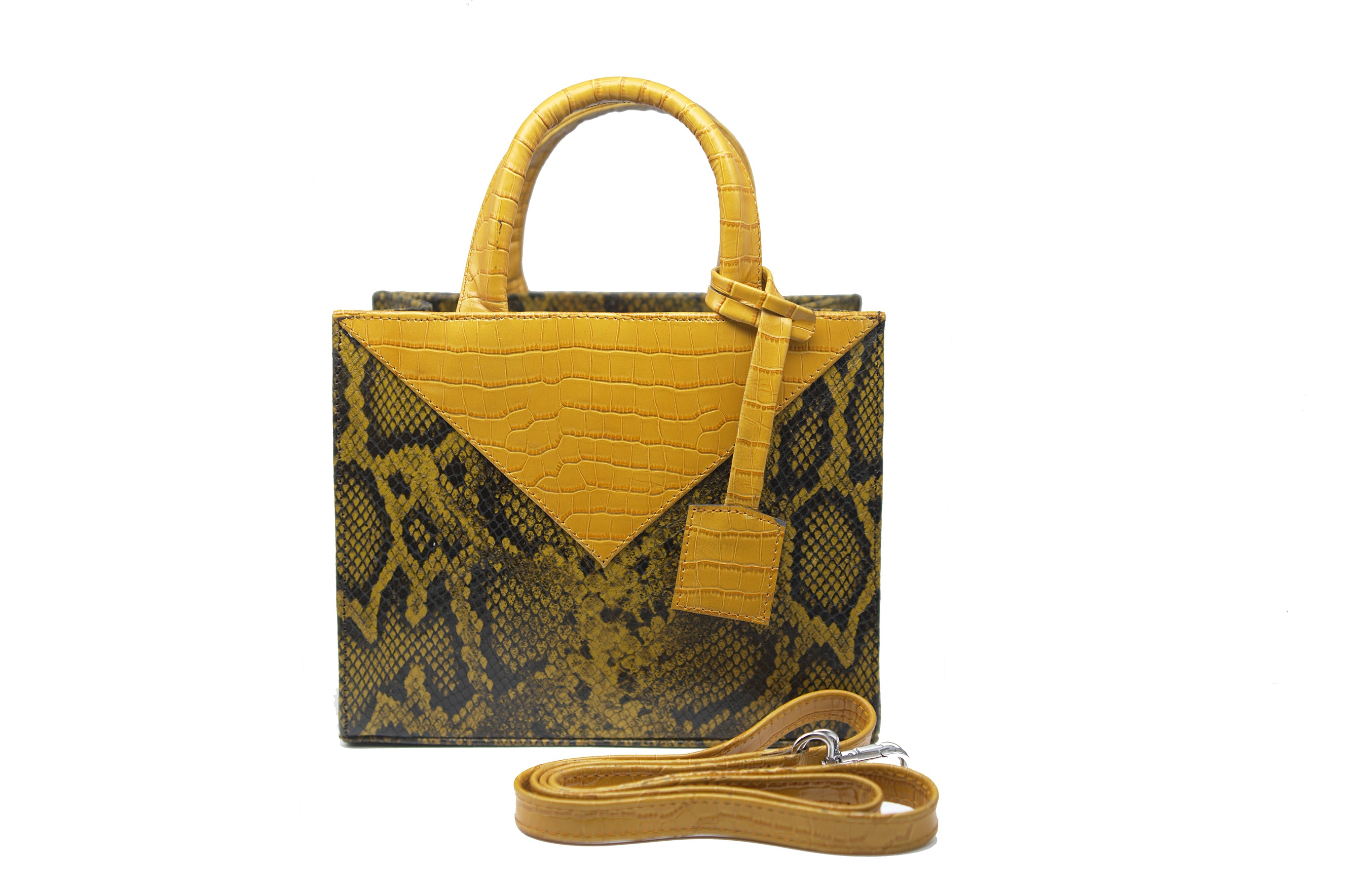Mini Croc Embossed + Snakeskin Leather Zelda Tote - SAMPLE