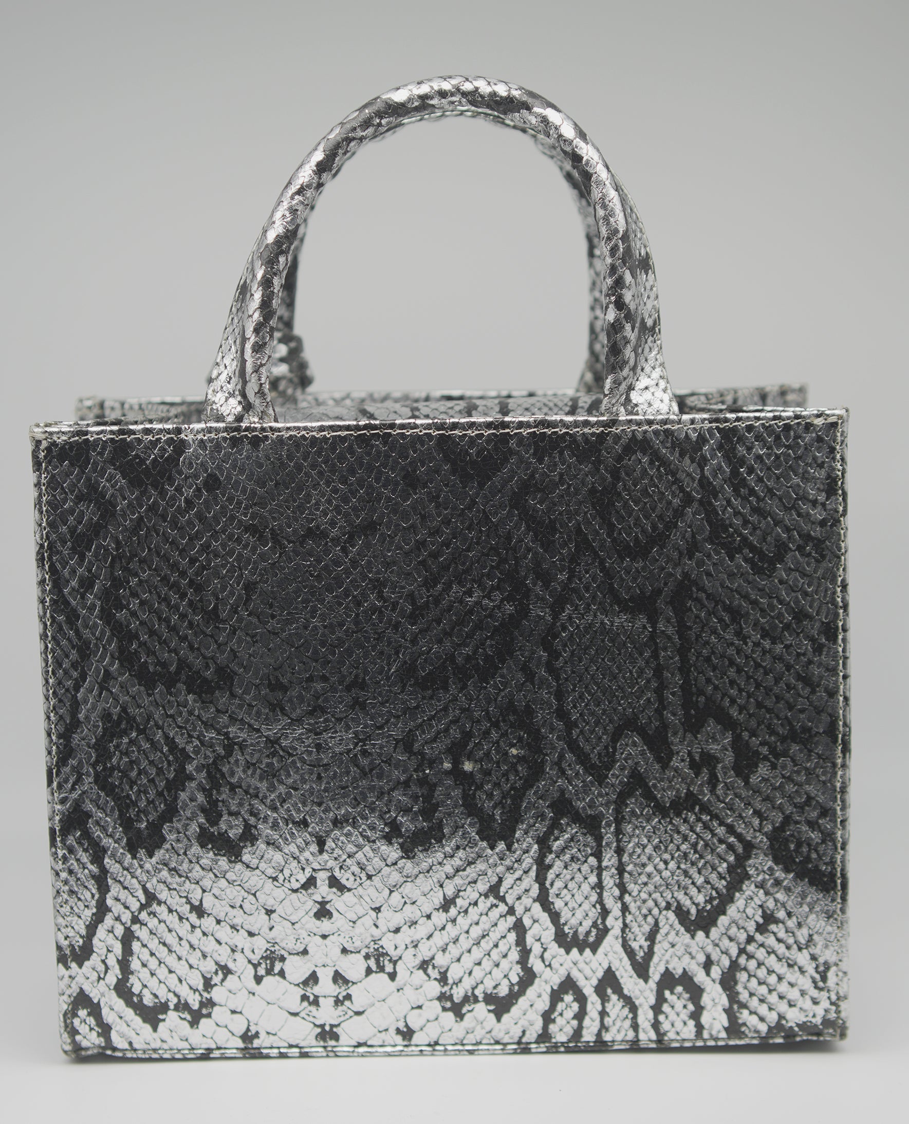 Mini Silver Snakeskin Leather Zelda Tote - SAMPLE