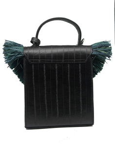 The Toks Raffia Handbag - Black and Blue