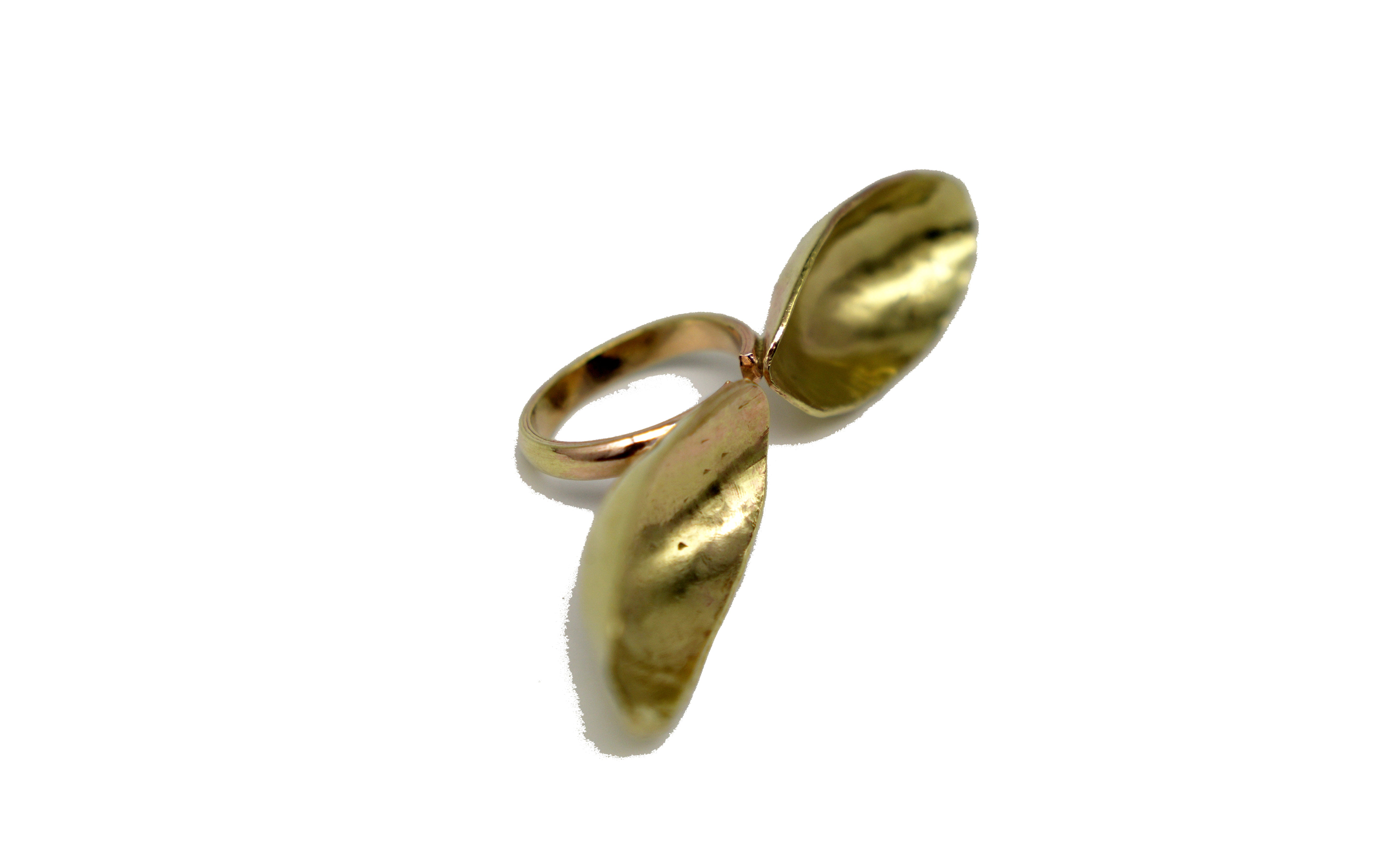 Brass Double Dish Oval Ring Horizontal - SAMPLE