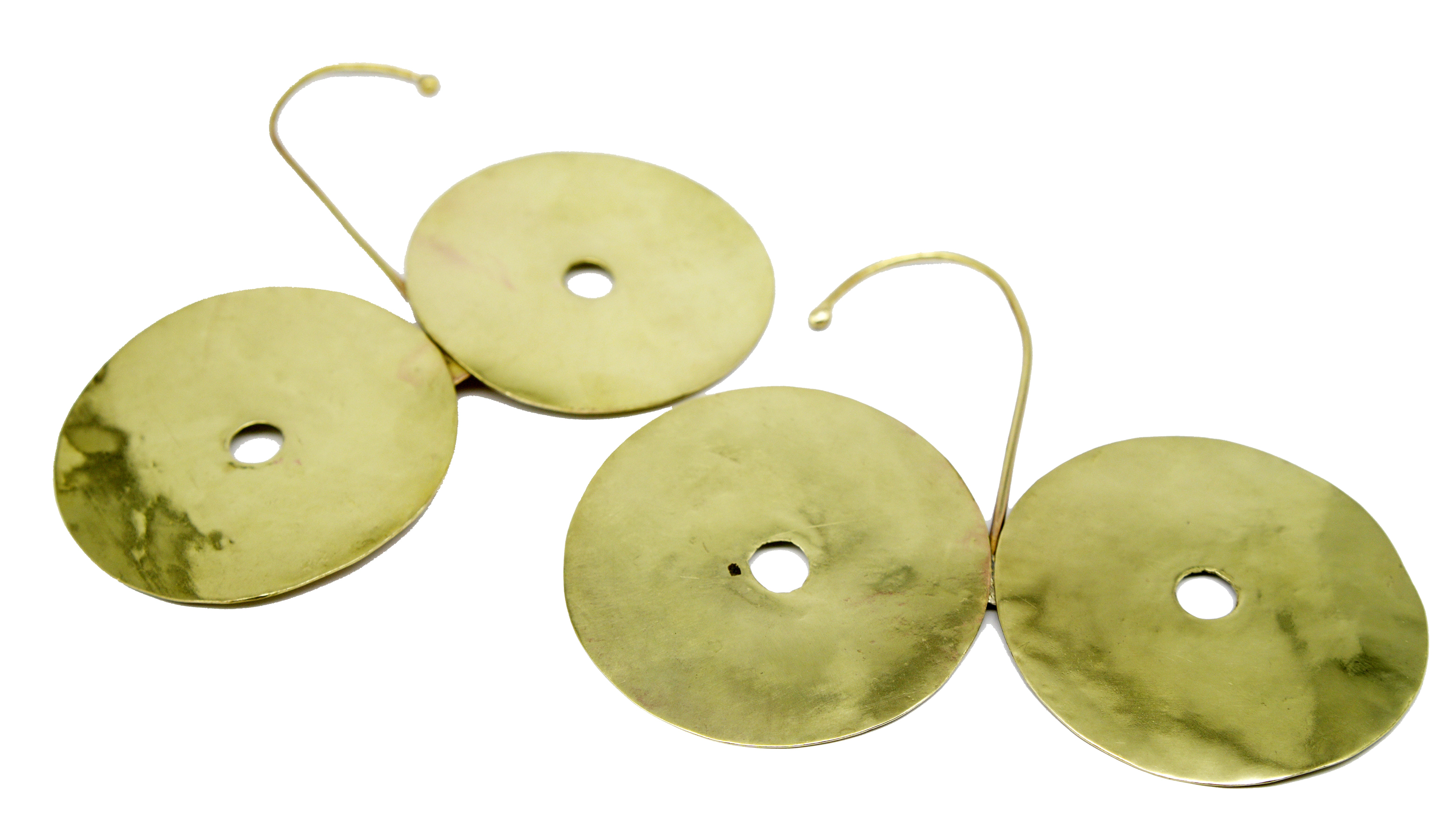 Brass Over the Ear Double Circle Earrings - SAMPLE