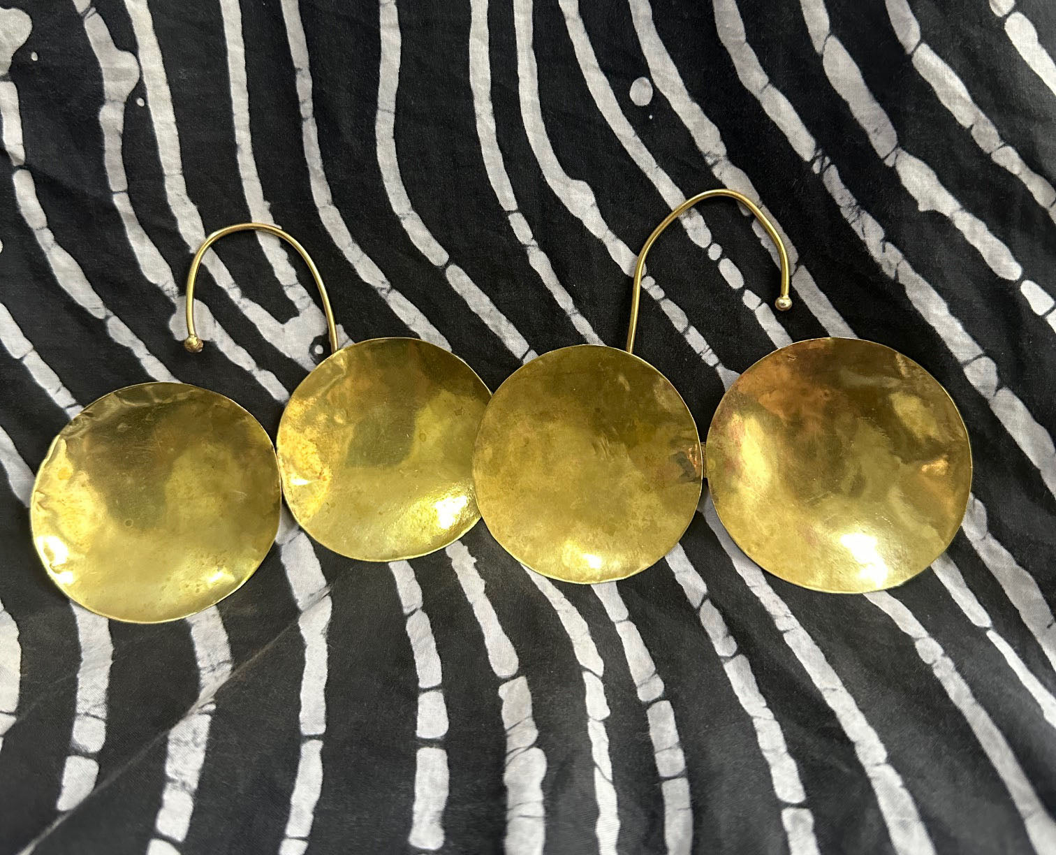 Brass Double Circle Design OvertheEar Earrings