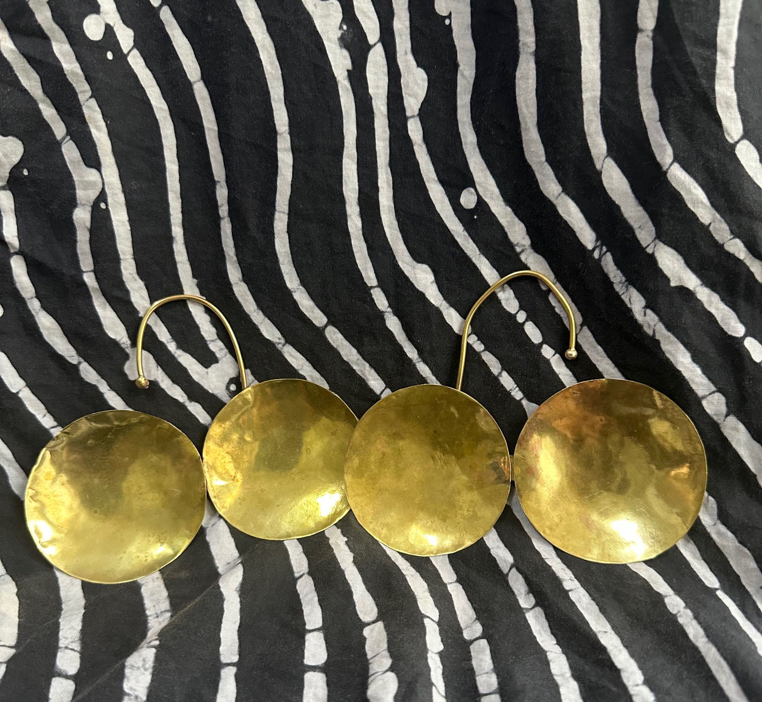 Brass Double Circle Design OvertheEar Earrings