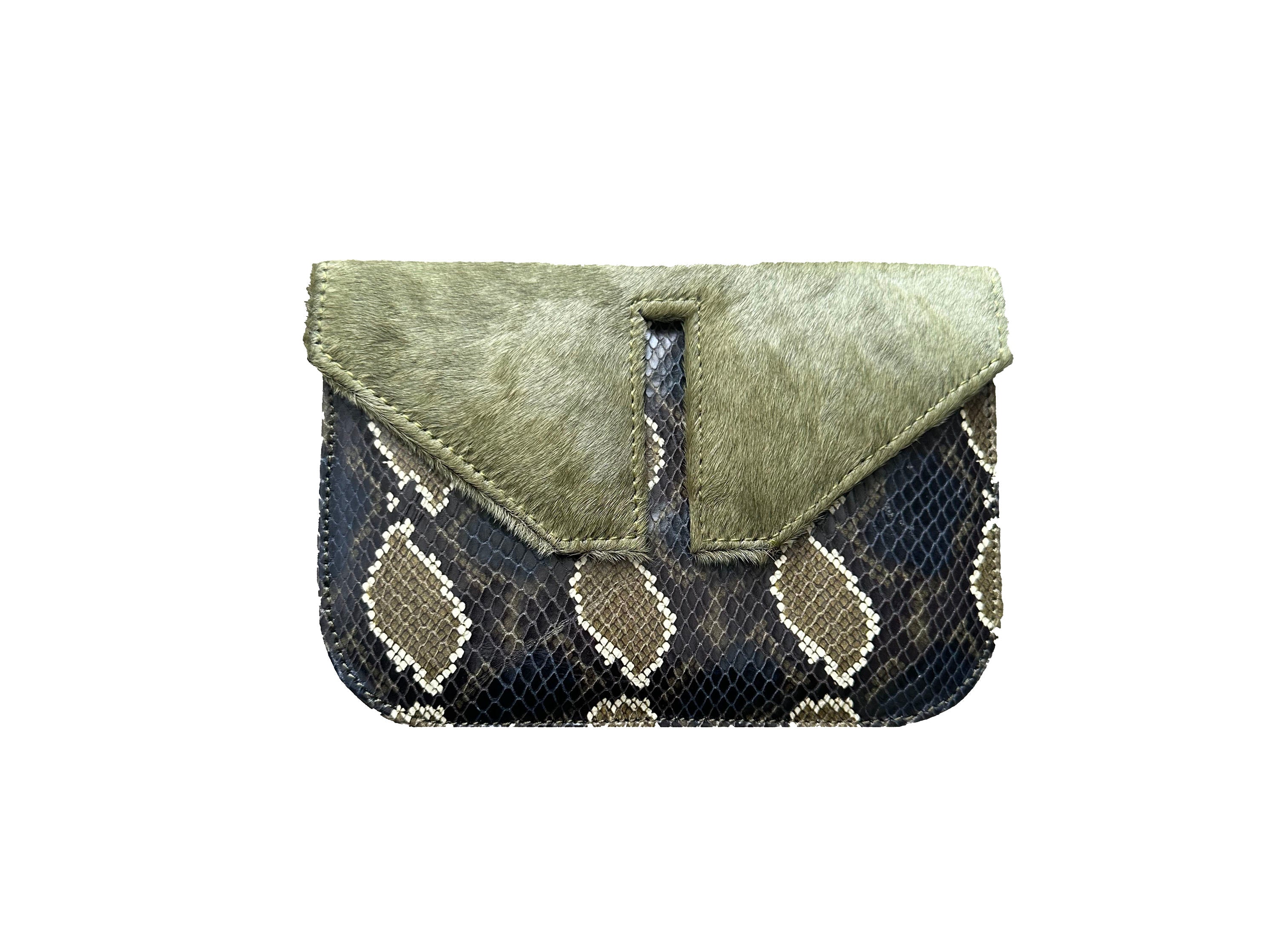 Mini Split Flap Snakeskin Print Leather Handbag