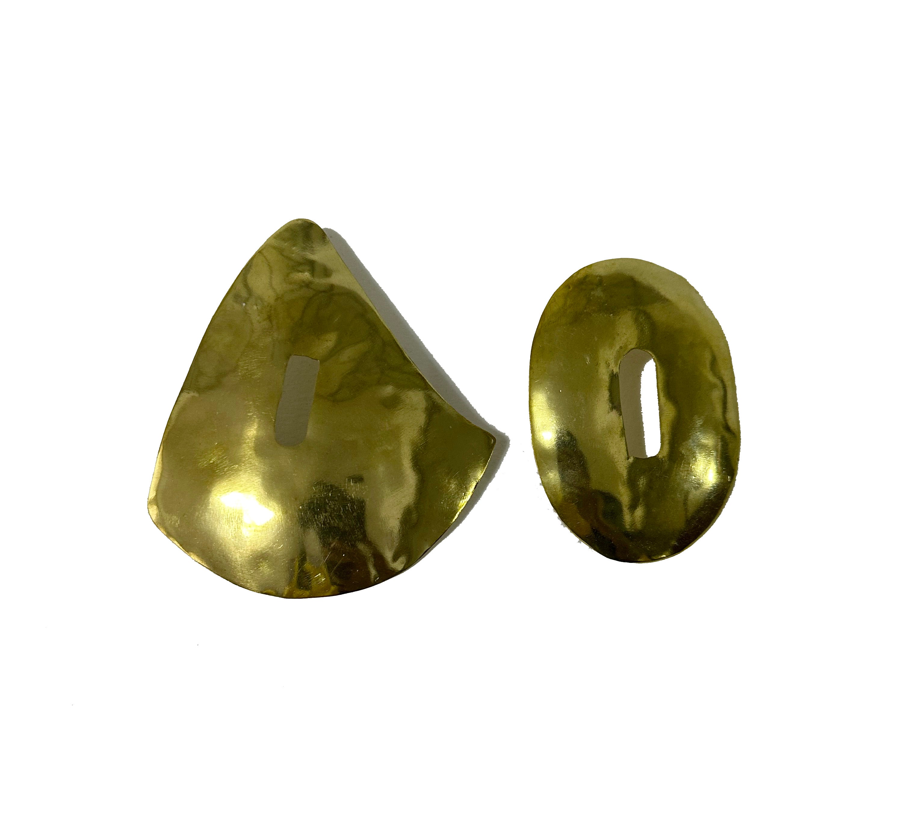 Brass Oversized Contrast Triangle CutOut Earrings