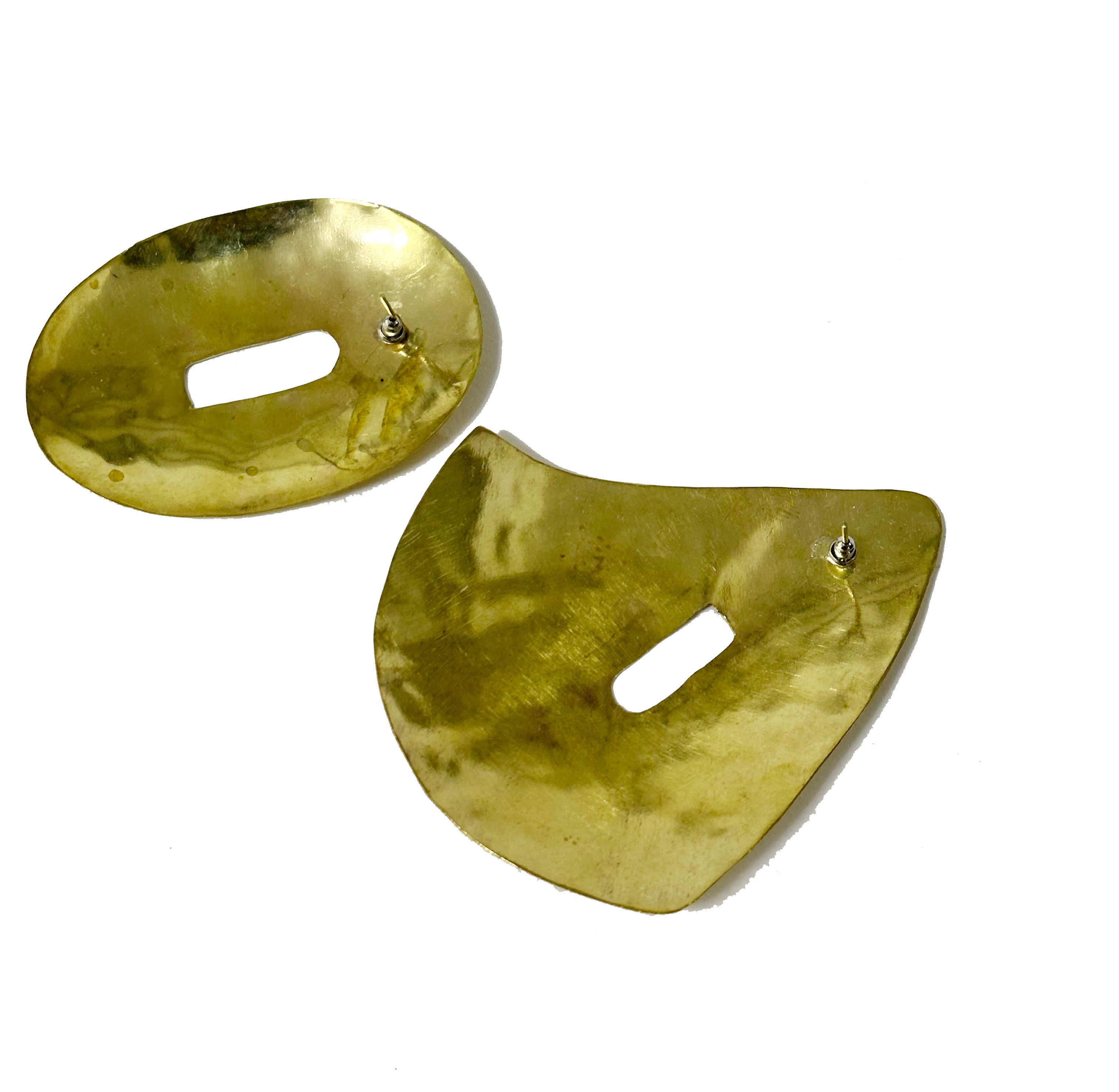 Brass Oversized Contrast Triangle CutOut Earrings