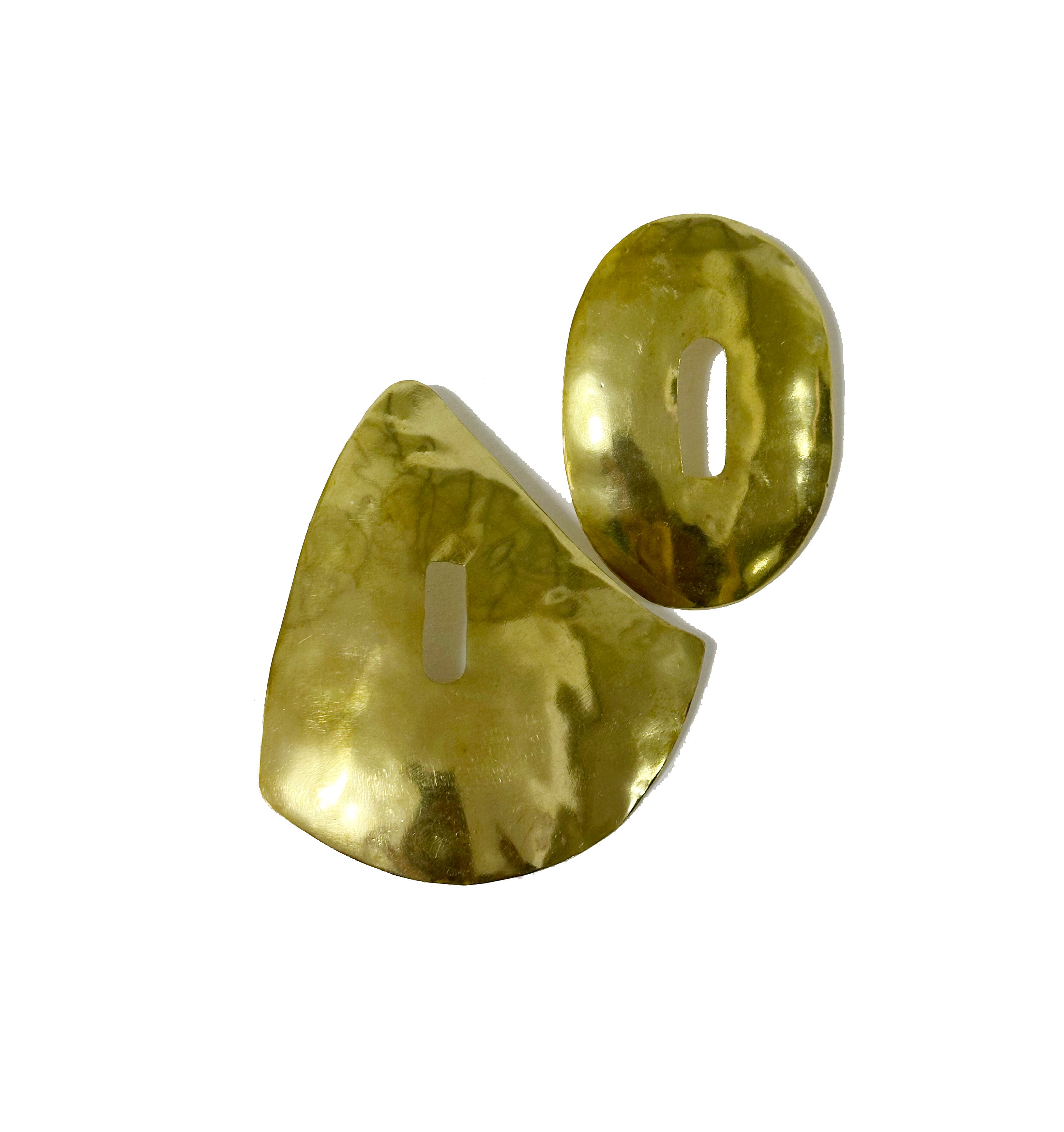 Brass Oversized Contrast Triangle CutOut Earrings