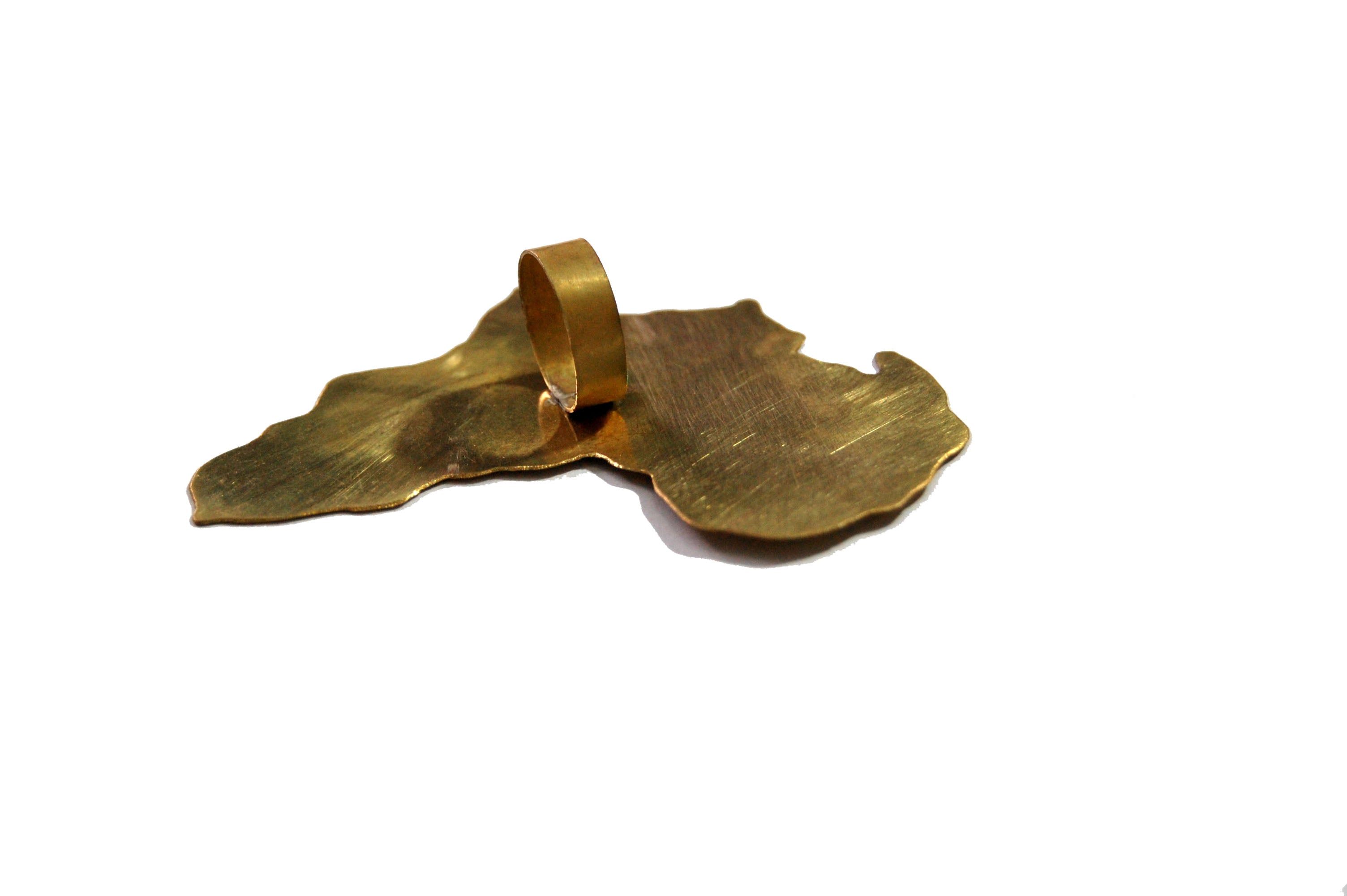 Brass African Map Large Ring