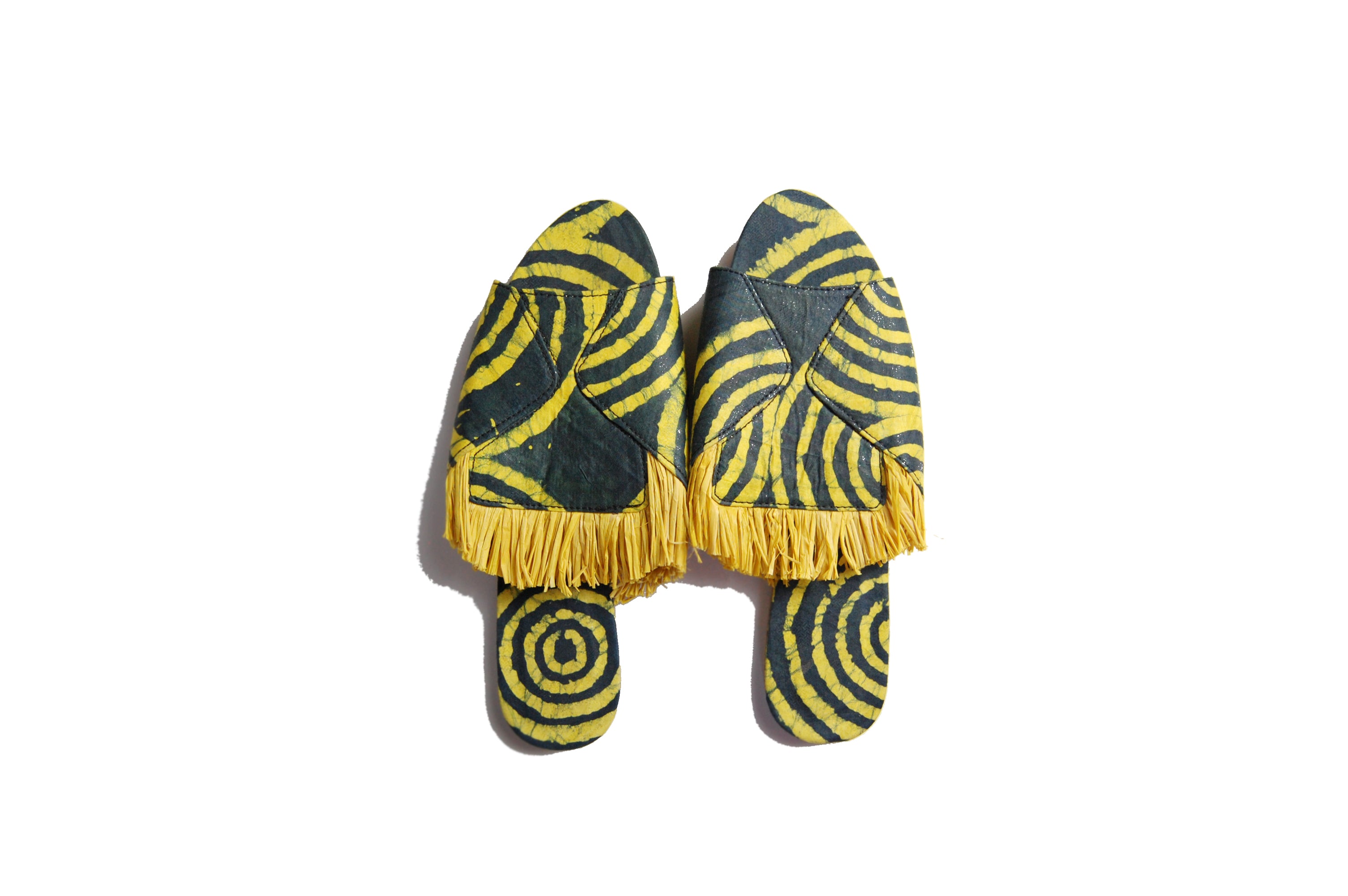 Raffia Adire Slippers