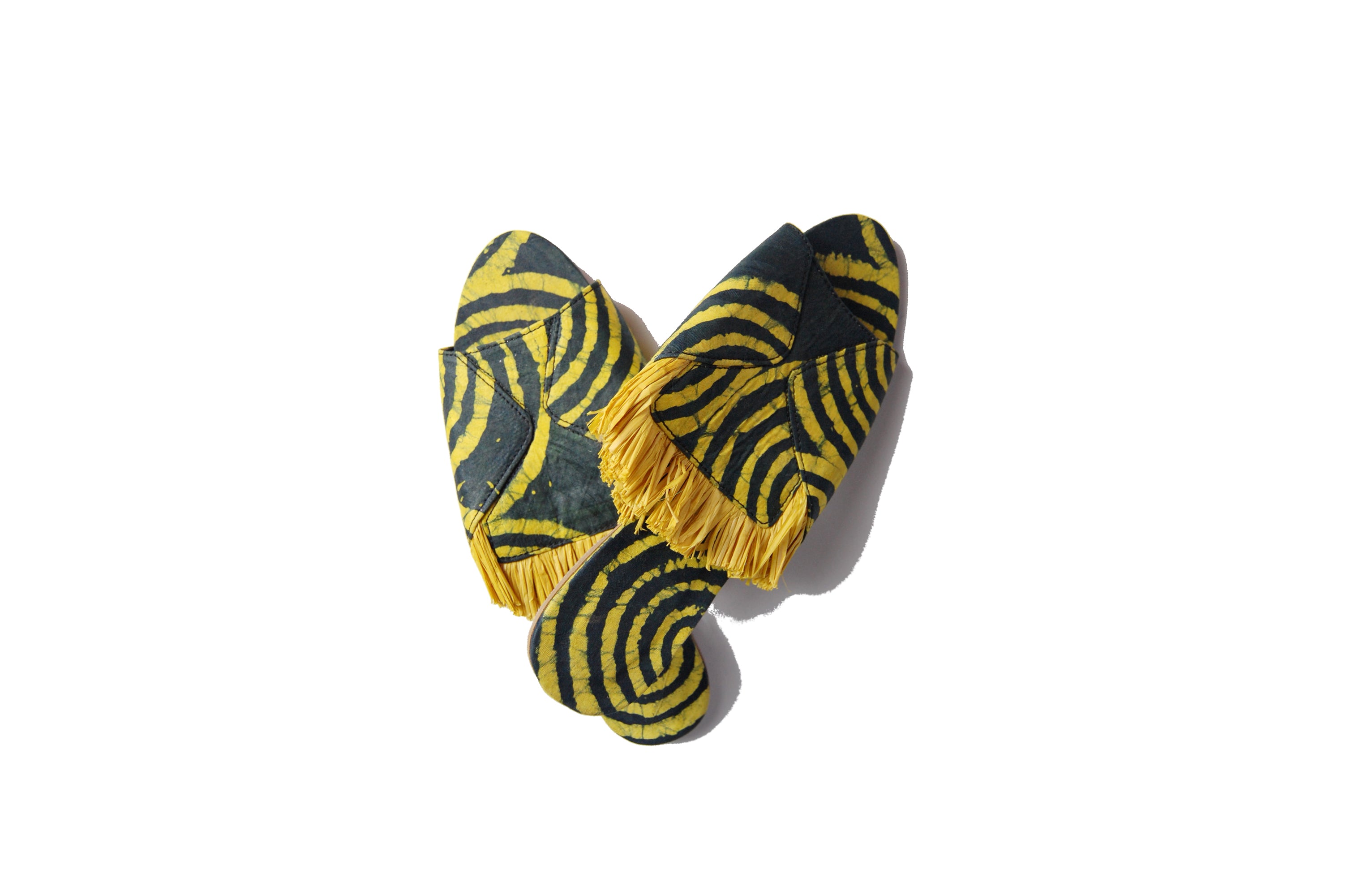 Raffia Adire Slippers