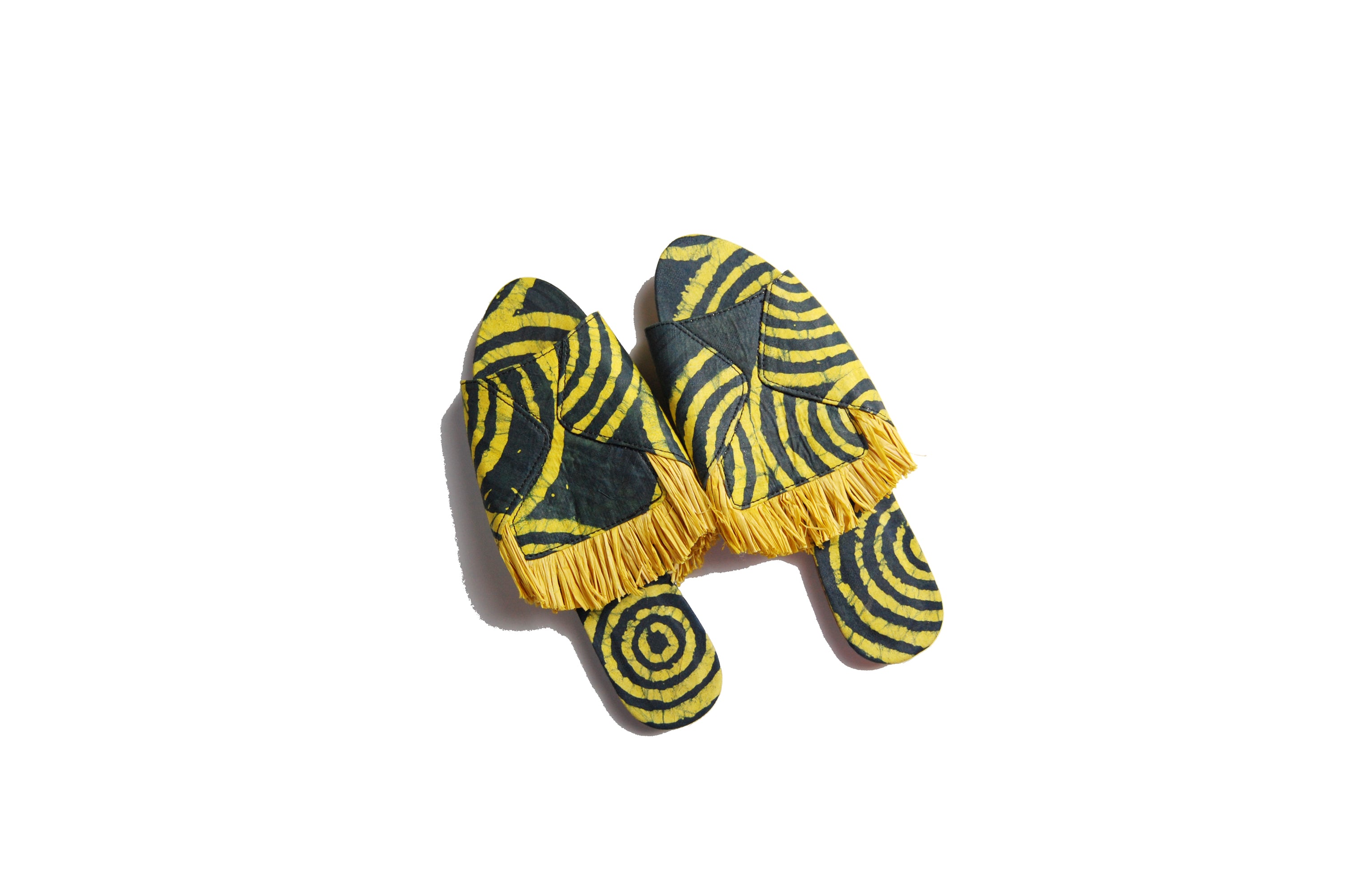 Raffia Adire Slippers